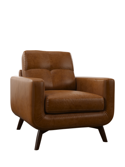 John Lewis Barbican Leather Armchair, Dark Leg, Caramel