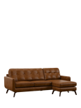 John Lewis Barbican RHF Chaise Leather Sofa, Dark Leg