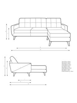 John Lewis Barbican RHF Chaise Leather Sofa, Dark Leg - view 2, Green