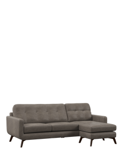 John Lewis Barbican RHF Chaise Leather Sofa, Dark Leg, Grey