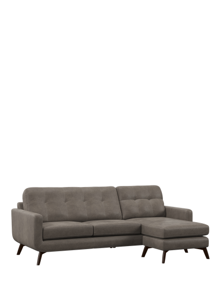 John Lewis Barbican RHF Chaise Leather Sofa, Dark Leg, Grey
