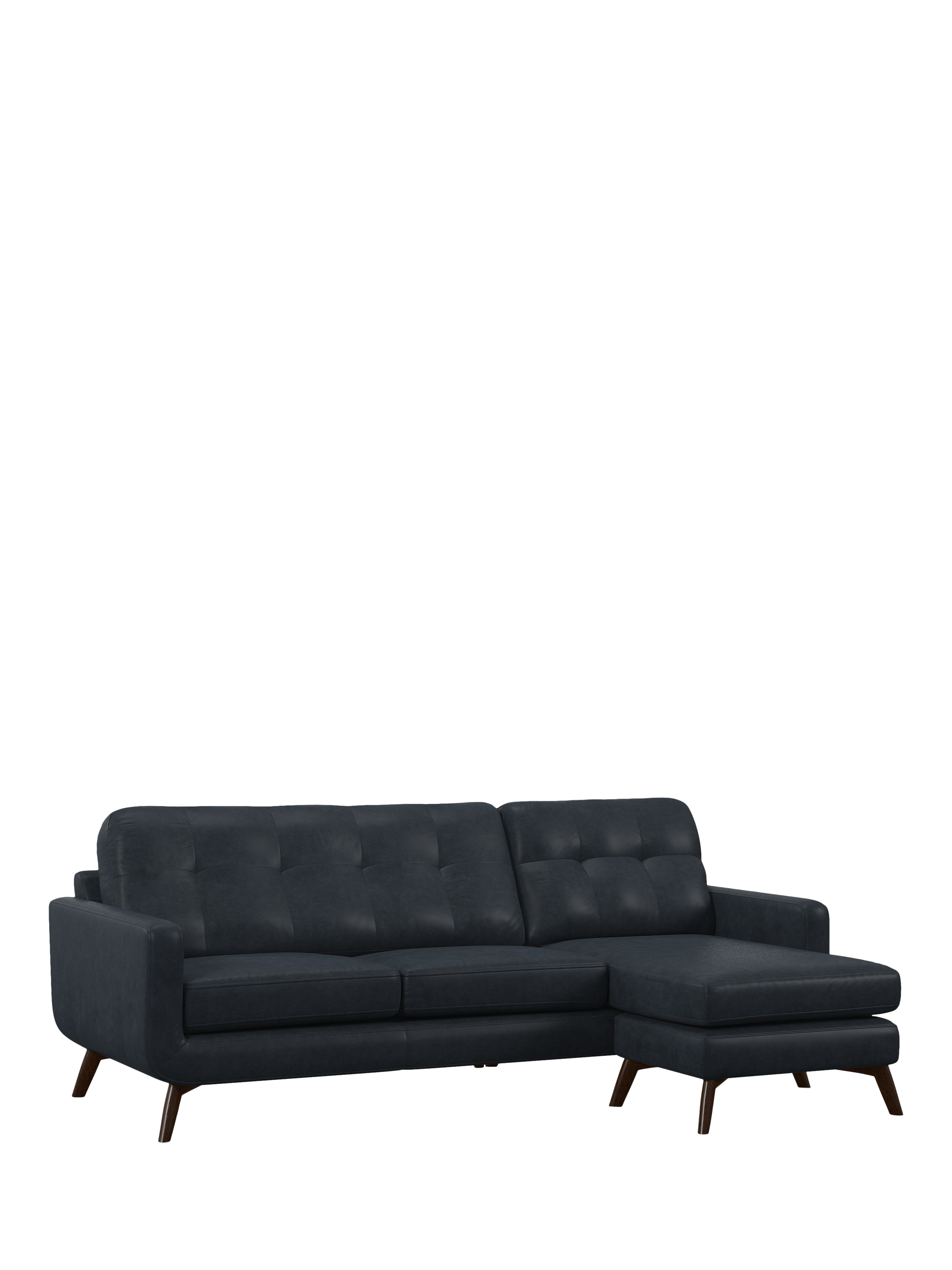 Barbican Range, John Lewis Barbican RHF Chaise Leather Sofa, Dark Leg, Vintage Jeans