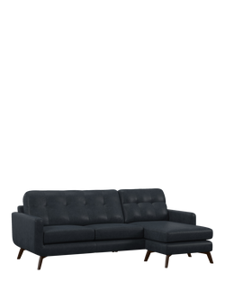 John Lewis Barbican RHF Chaise Leather Sofa, Dark Leg, Jeans
