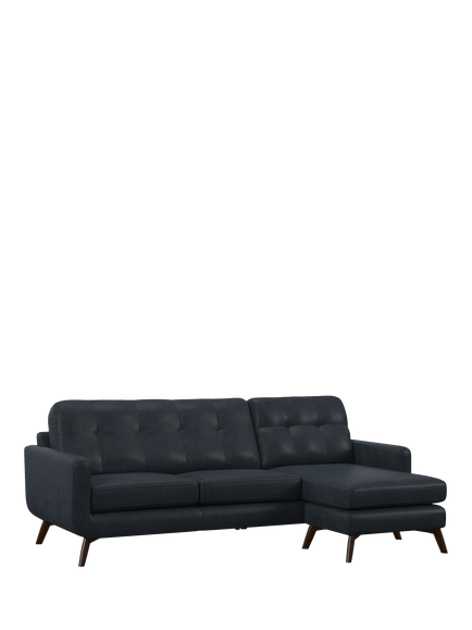 John Lewis Barbican RHF Chaise Leather Sofa, Dark Leg, Jeans