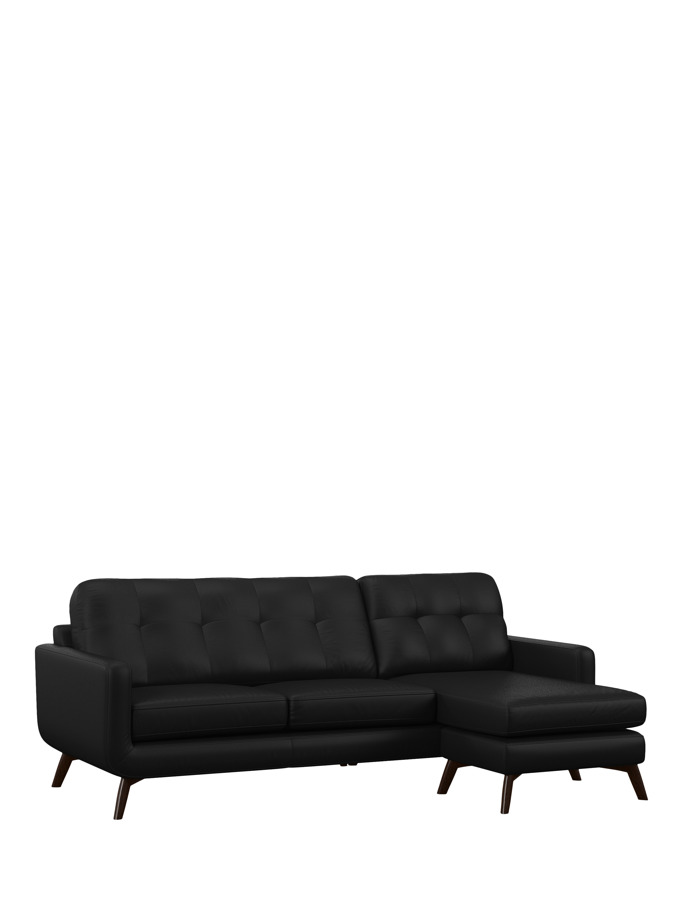 Barbican Range, John Lewis Barbican RHF Chaise Leather Sofa, Dark Leg, Matt Black