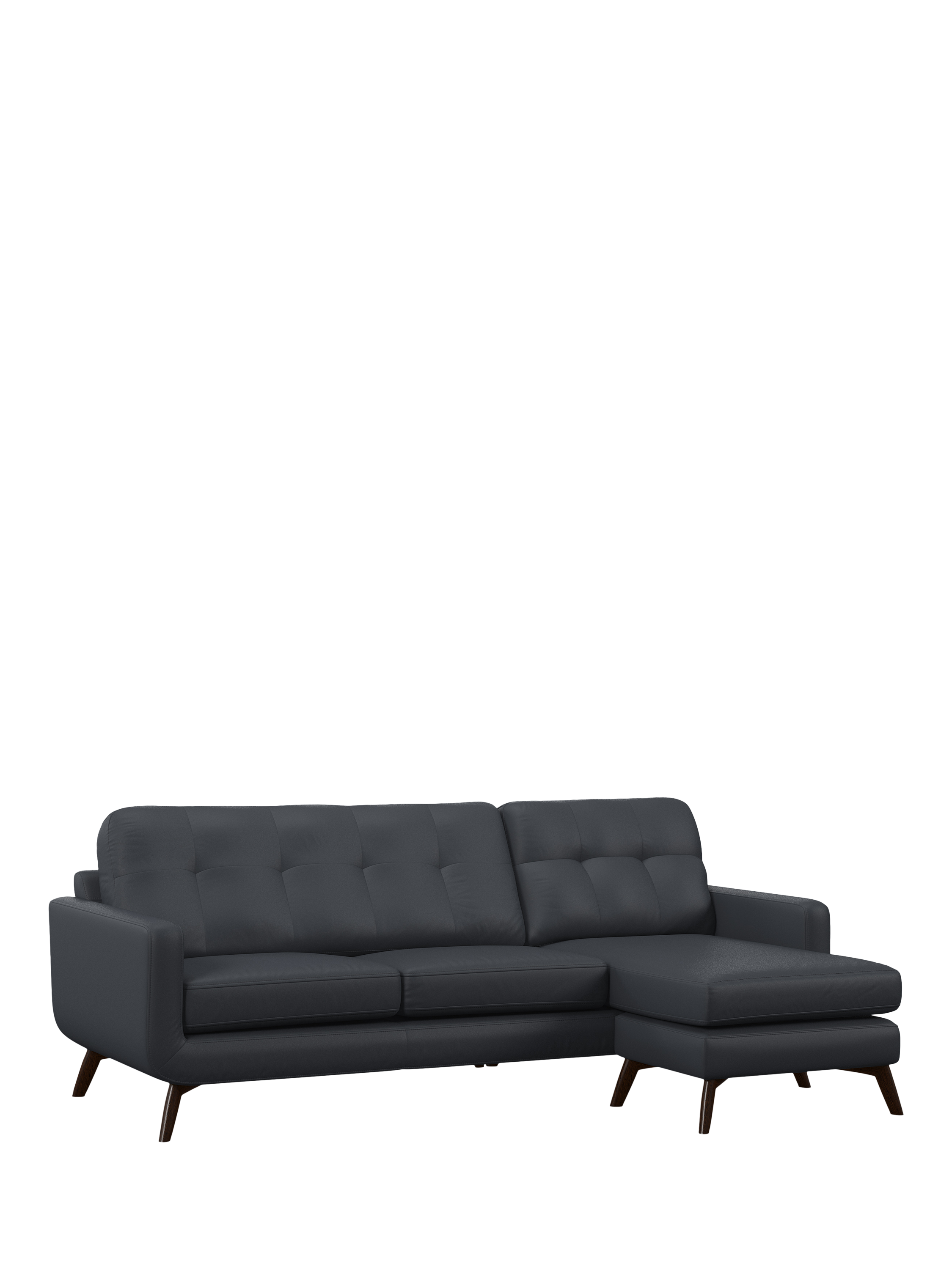 Barbican Range, John Lewis Barbican RHF Chaise Leather Sofa, Dark Leg, Matt Navy