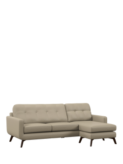 John Lewis Barbican RHF Chaise Leather Sofa, Dark Leg, Pearl