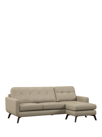 John Lewis Barbican RHF Chaise Leather Sofa, Dark Leg, Pearl