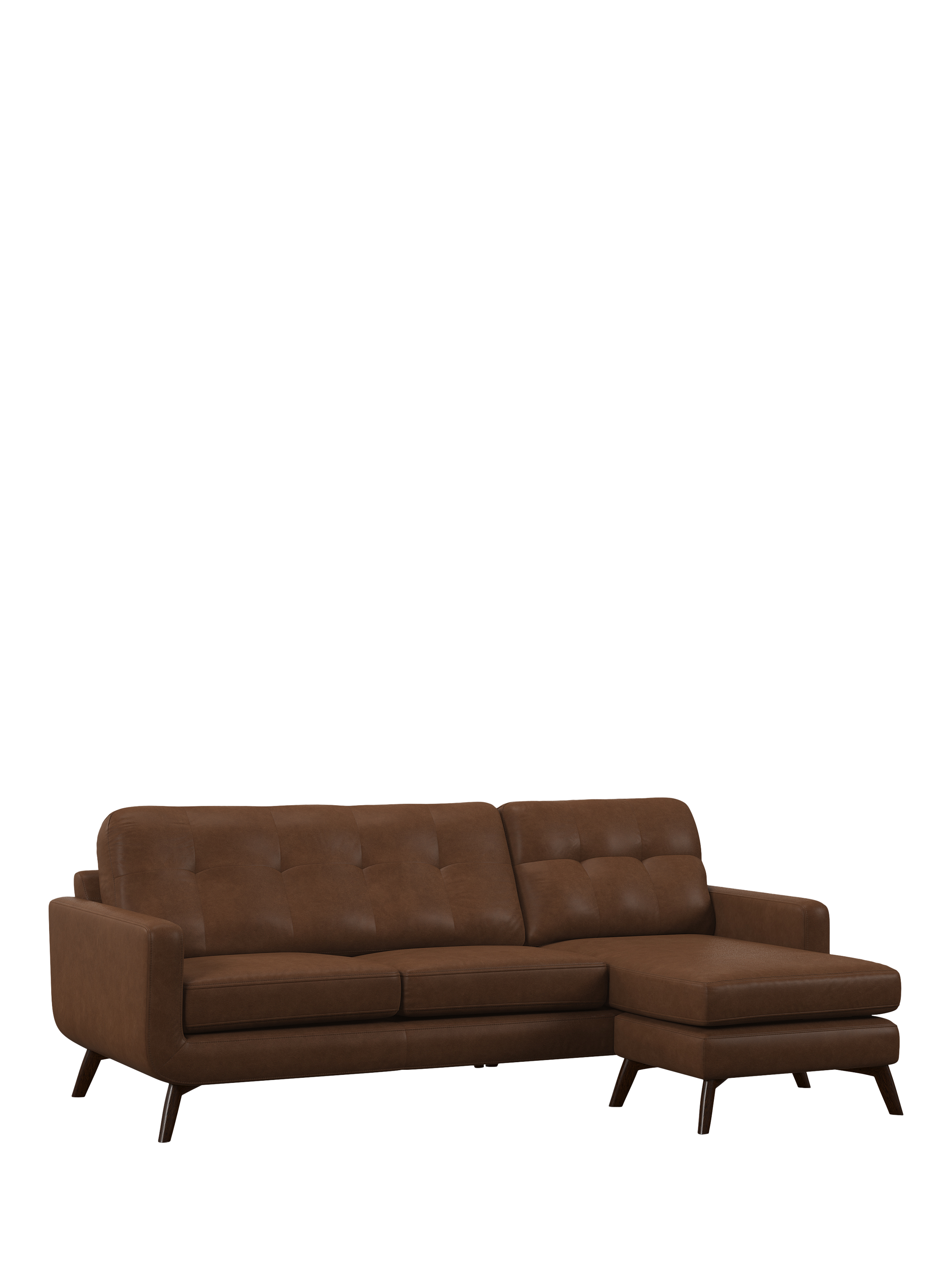 Barbican Range, John Lewis Barbican RHF Chaise Leather Sofa, Dark Leg, Vintage Toffee