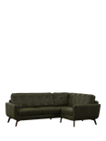 John Lewis Barbican RHF Chaise Leather Corner Sofa, Dark Leg, Demetra Green