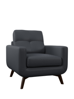 John Lewis Barbican Leather Armchair, Dark Leg, Navy