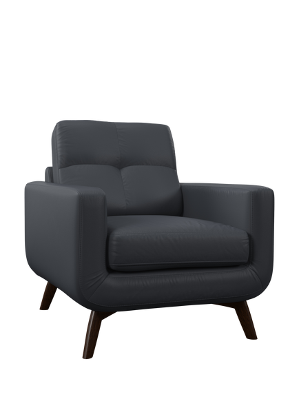 John Lewis Barbican Leather Armchair, Dark Leg, Navy