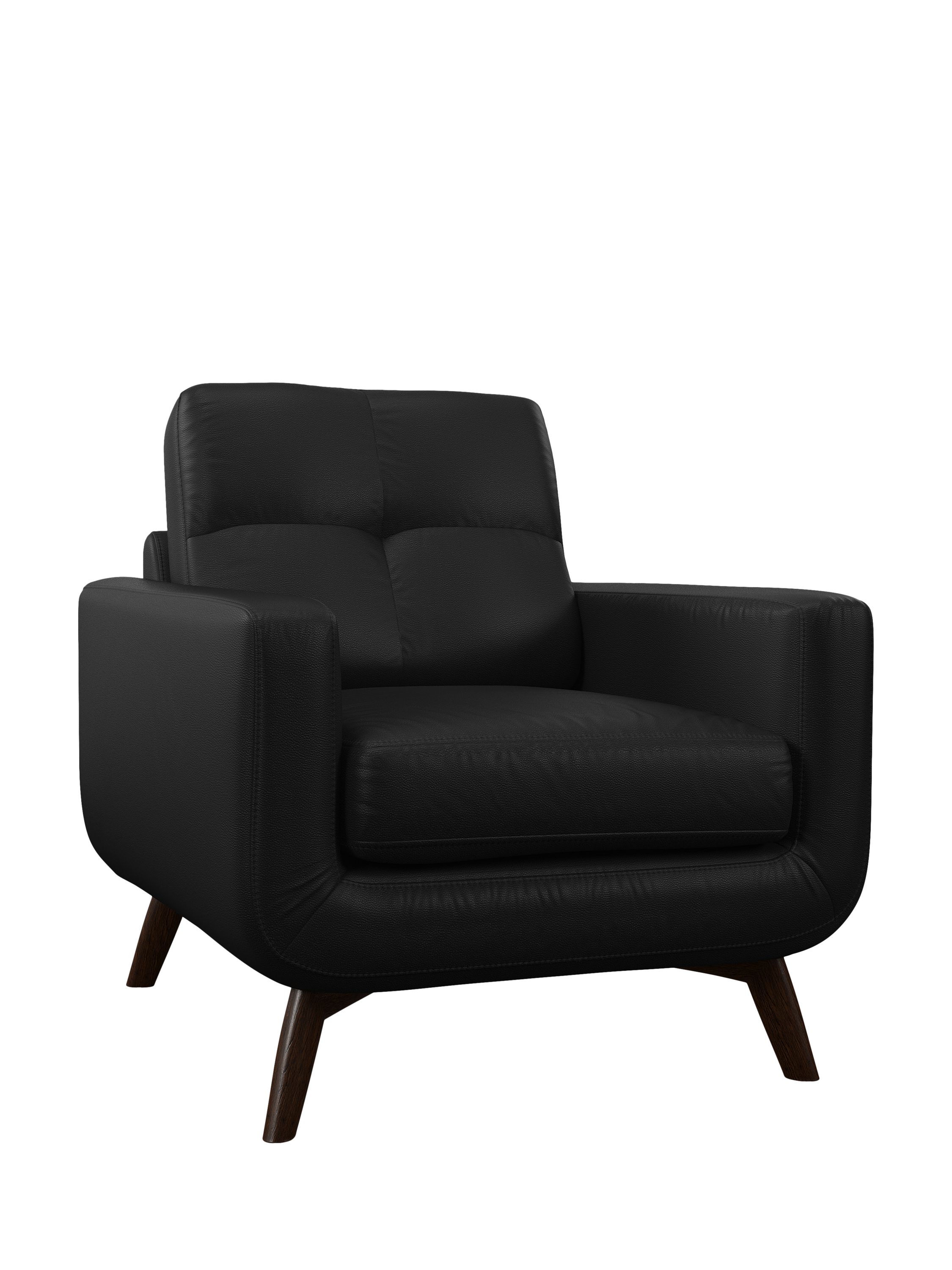 Barbican Range, John Lewis Barbican Leather Armchair, Dark Leg, Matt Black