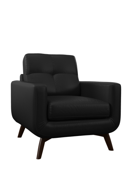 John Lewis Barbican Leather Armchair, Dark Leg, Black