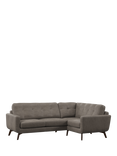 John Lewis Barbican RHF Chaise Leather Corner Sofa, Dark Leg, Demetra Grey