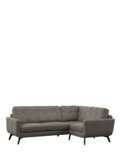 John Lewis Barbican RHF Chaise Leather Corner Sofa, Dark Leg, Grey