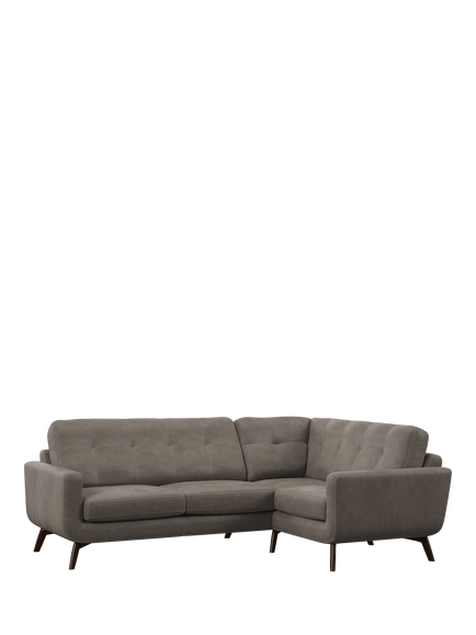John Lewis Barbican RHF Chaise Leather Corner Sofa, Dark Leg, Grey