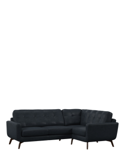 John Lewis Barbican RHF Chaise Leather Corner Sofa, Dark Leg, Jeans