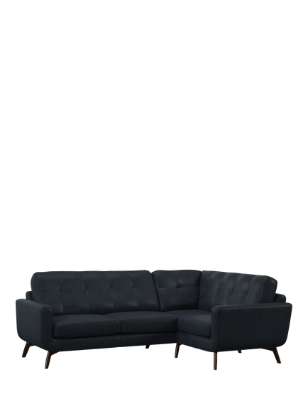 John Lewis Barbican RHF Chaise Leather Corner Sofa, Dark Leg, Jeans