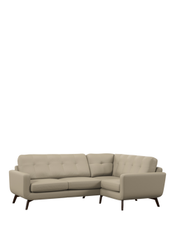 John Lewis Barbican RHF Chaise Leather Corner Sofa, Dark Leg, Pearl