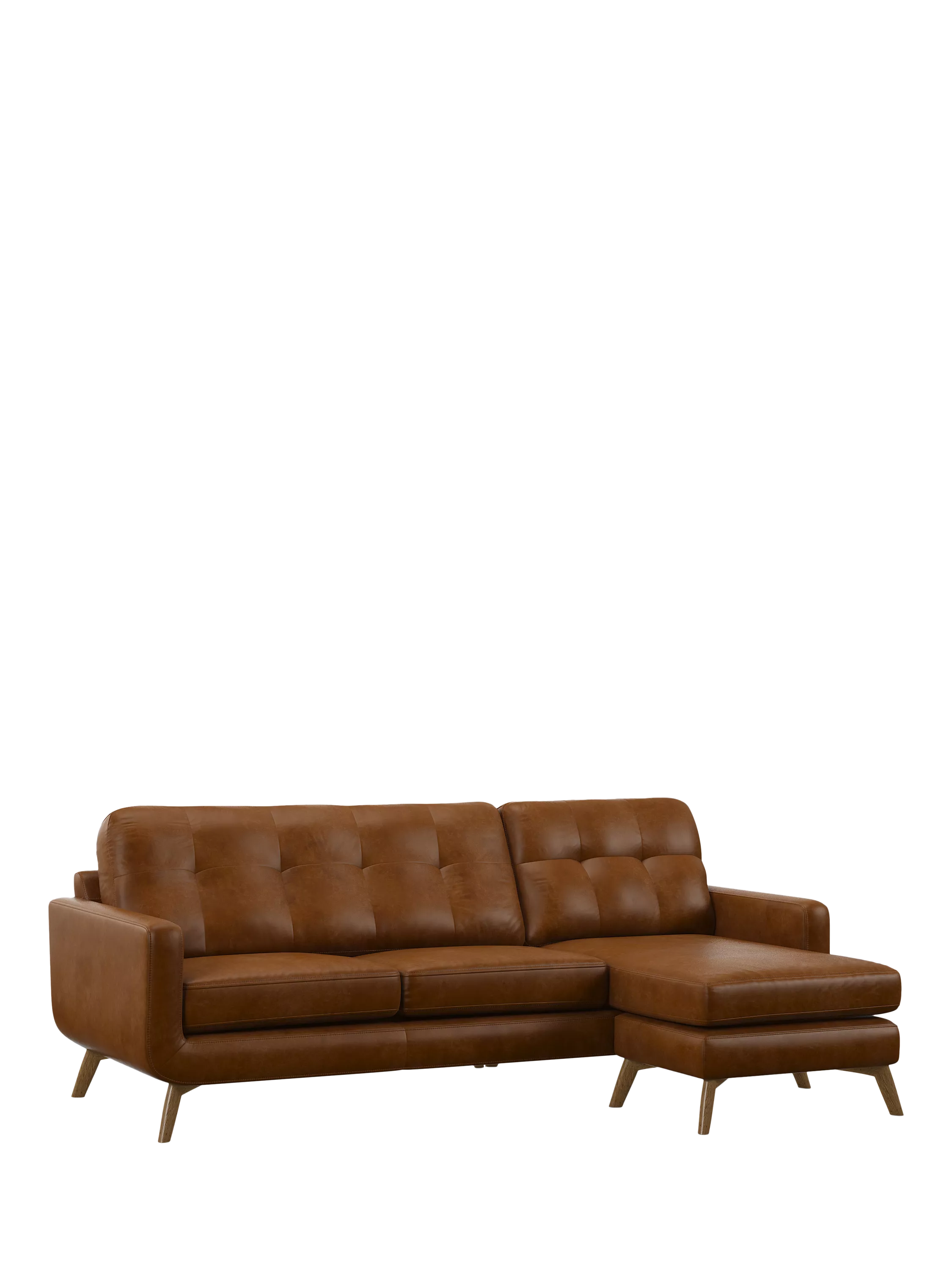 John Lewis Barbican RHF Chaise Leather Sofa, Light Leg
