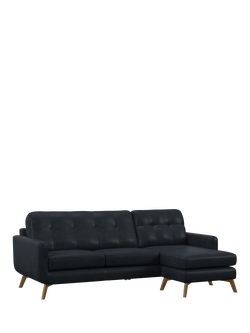 John Lewis Barbican RHF Chaise Leather Sofa, Light Leg, Vintage Jeans