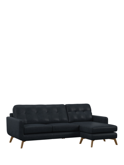 John Lewis Barbican RHF Chaise Leather Sofa, Light Leg, Vintage Jeans