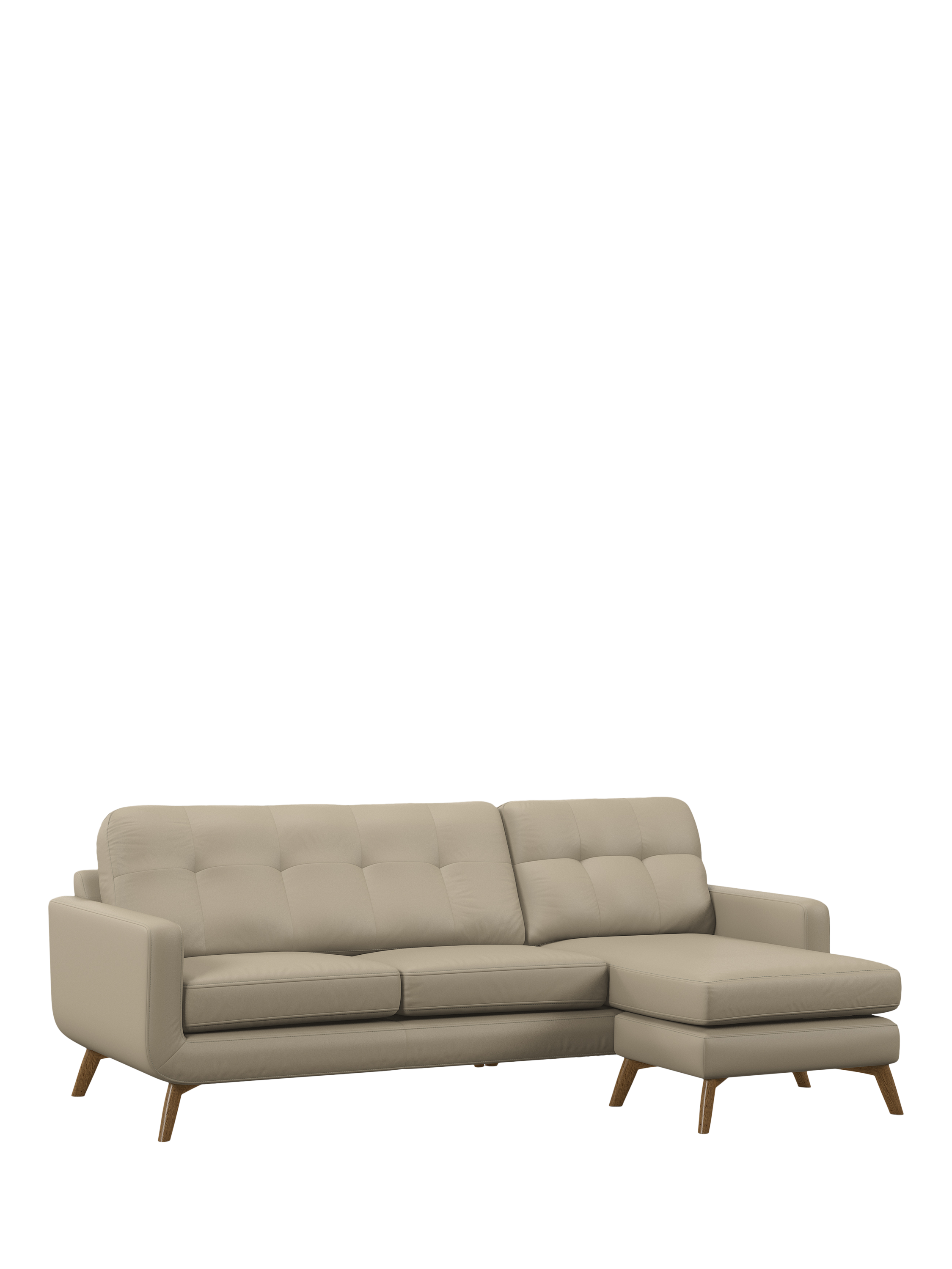 Barbican Range, John Lewis Barbican RHF Chaise Leather Sofa, Light Leg, Matt Pearl
