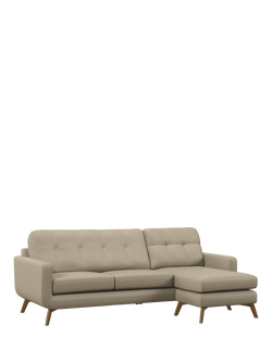 John Lewis Barbican RHF Chaise Leather Sofa, Light Leg, Matt Pearl