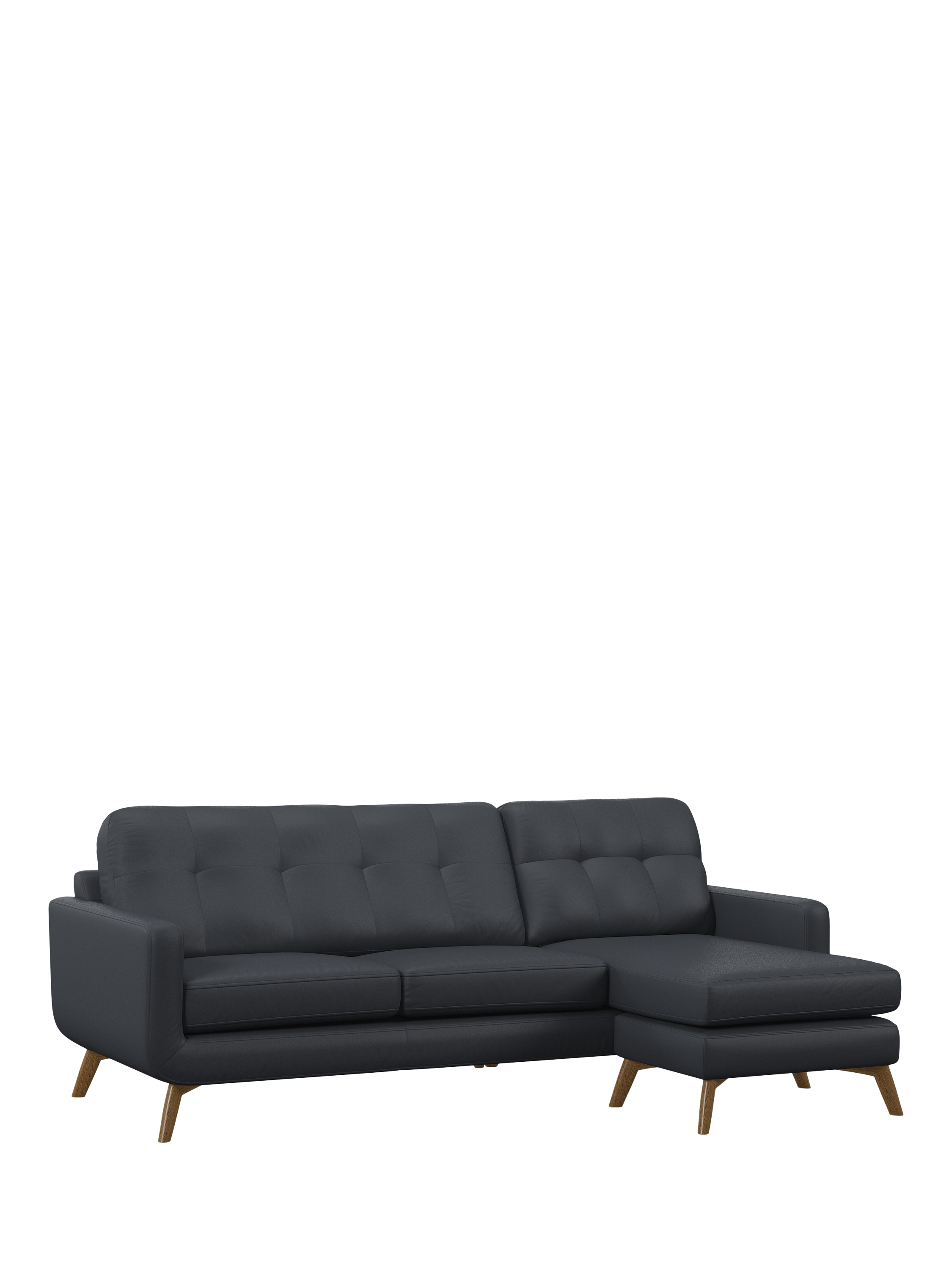Barbican Range, John Lewis Barbican RHF Chaise Leather Sofa, Light Leg, Matt Navy