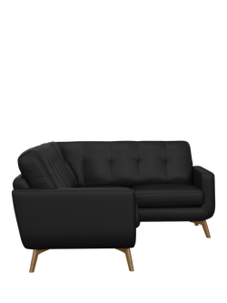 John Lewis Barbican RHF Corner End Leather Sofa, Light Leg, Matt Black