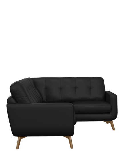 John Lewis Barbican RHF Corner End Leather Sofa, Light Leg, Matt Black