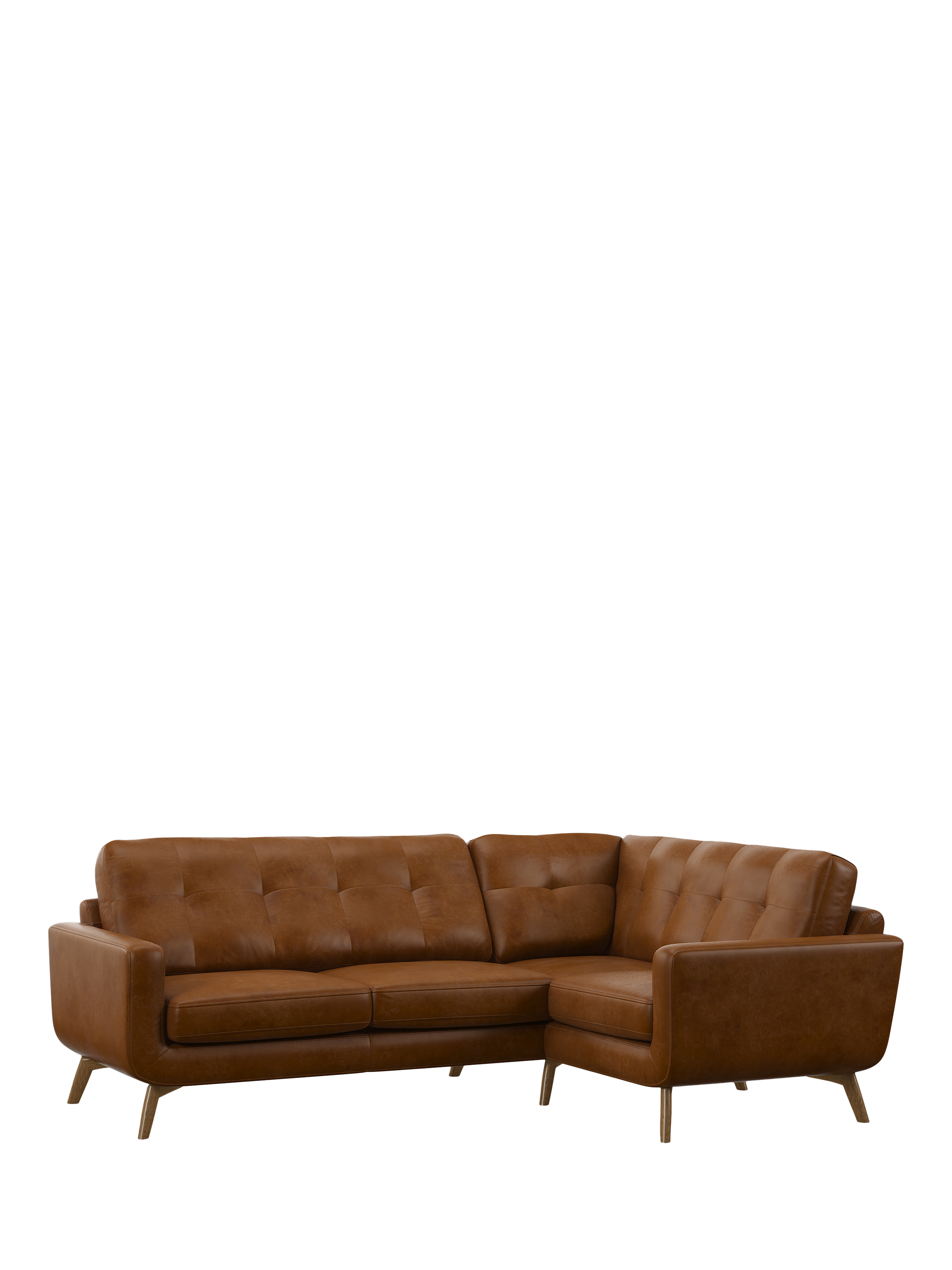 Barbican Range, John Lewis Barbican RHF Corner End Leather Sofa, Light Leg, Premium Caramel