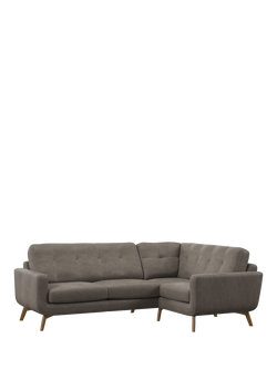 John Lewis Barbican RHF Corner End Leather Sofa, Light Leg, Demetra Grey
