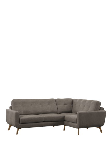 John Lewis Barbican RHF Corner End Leather Sofa, Light Leg, Demetra Grey