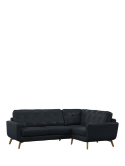 John Lewis Barbican RHF Corner End Leather Sofa, Light Leg, Vintage Jeans