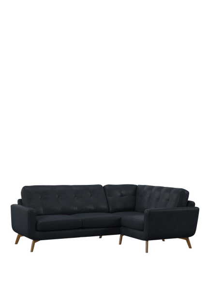 John Lewis Barbican RHF Corner End Leather Sofa, Light Leg, Vintage Jeans
