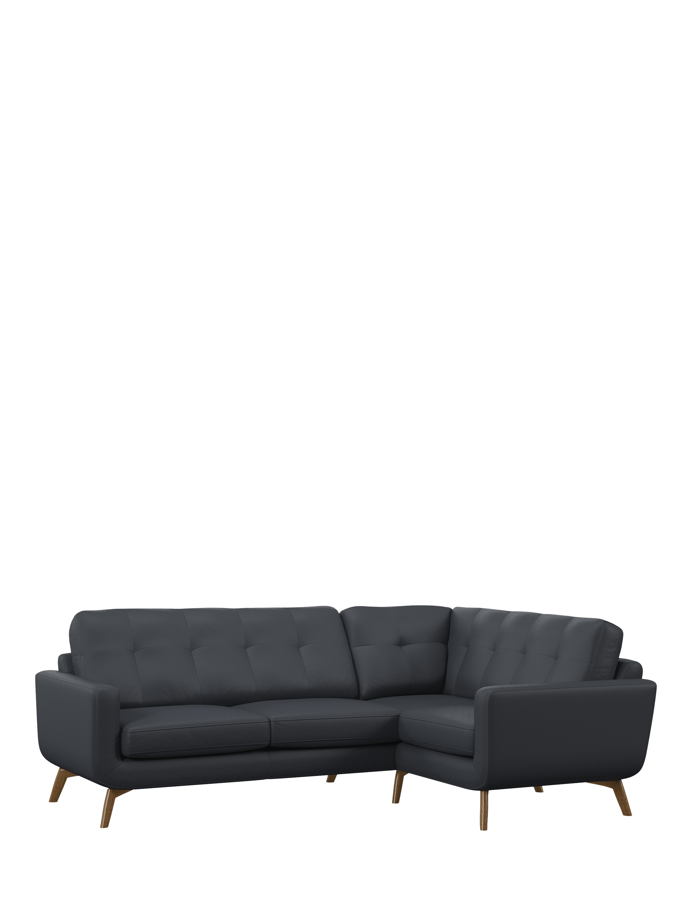 Barbican Range, John Lewis Barbican RHF Corner End Leather Sofa, Light Leg, Matt Navy