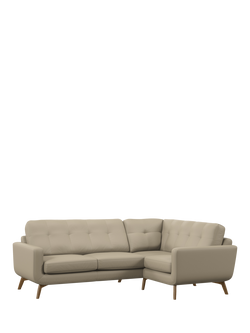John Lewis Barbican RHF Corner End Leather Sofa, Light Leg, Matt Pearl