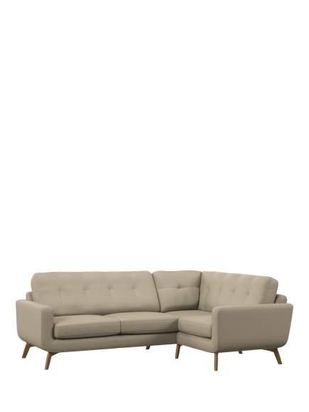 John Lewis Barbican RHF Corner End Leather Sofa, Light Leg, Matt Pearl