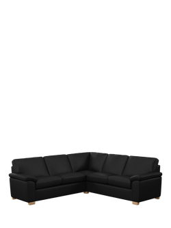 John Lewis Camden 5+ Seater Corner Leather Sofa, Light Leg, Matt Black