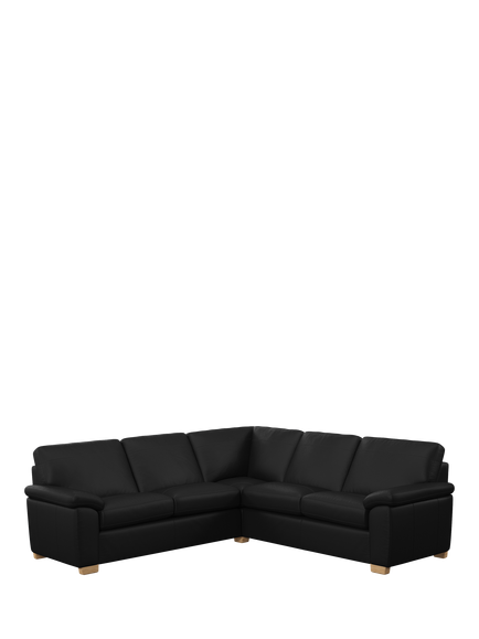 John Lewis Camden 5+ Seater Corner Leather Sofa, Light Leg, Matt Black