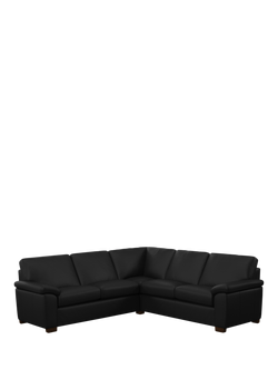 John Lewis Camden 5+ Seater Corner Leather Sofa, Dark Leg, Matt Black