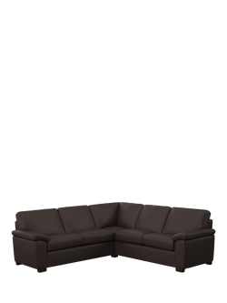 John Lewis Camden 5+ Seater Corner Leather Sofa, Dark Leg, Matt Chocolate