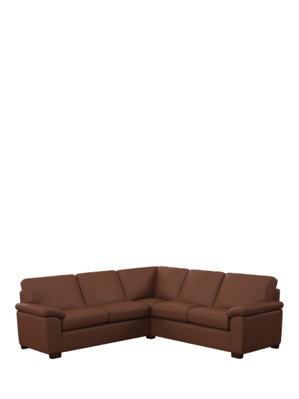 John Lewis Camden 5+ Seater Corner Leather Sofa, Dark Leg, Matt Chestnut