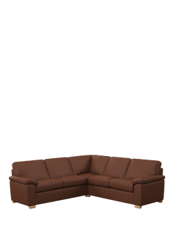 John Lewis Camden 5+ Seater Corner Leather Sofa, Light Leg, Matt Chestnut