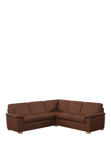 John Lewis Camden 5+ Seater Corner Leather Sofa, Light Leg, Matt Chestnut