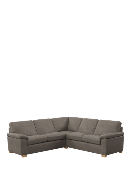 John Lewis Camden 5+ Seater Corner Leather Sofa, Light Leg, Demetra Grey