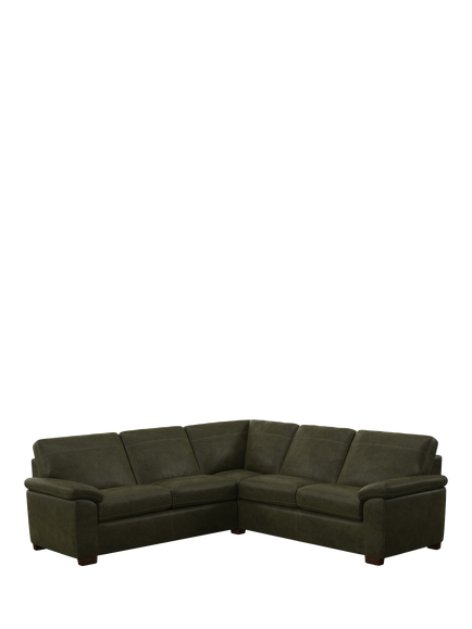 John Lewis Camden 5+ Seater Corner Leather Sofa, Dark Leg, Demetra Green