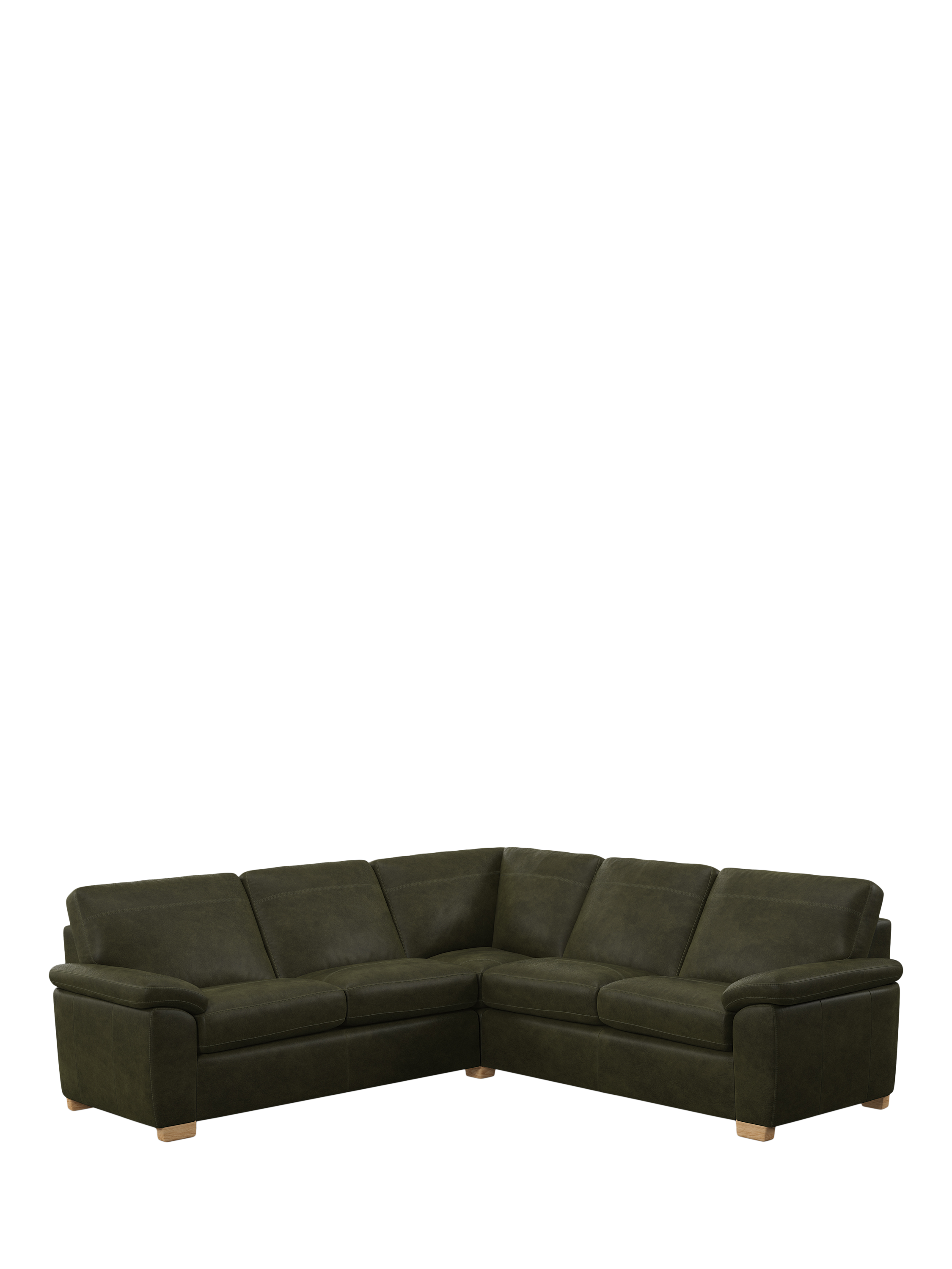Camden Range, John Lewis Camden 5+ Seater Corner Leather Sofa, Light Leg, Demetra Green
